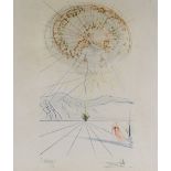 Salvador Dali, drypoint etching with pochoir, song of songs, the beloved one running in the
