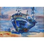 Maureen Connett, watercolour, Hastings fishing boat, 8" x 11.5", framed