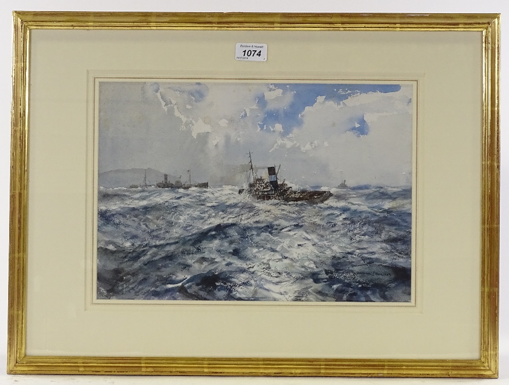 Arthur Burgess RI ROI (1879 - 1957), watercolour, To The Rescue, signed, 11" x 15", Exhibition label - Image 2 of 11