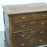 An 18th century walnut chest of 4 long drawers, with inlaid banding, width 3'3", height 3'3"