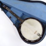 A John Grey banjo, cased, together with a signed photograph of Billy Cotton