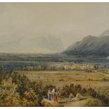 Attributed to JMW Turner RA (1775 - 1851), large watercolour, chain of Alps from Grenoble to