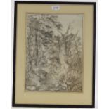John Crome, engraving, sandy road through woodlands, signed in the plate, dated 1816, image 14.5"