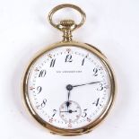 PATEK PHILIPPE & CIE - a 14ct gold open-face top-wind pocket watch, by William Kendrick's Sons of