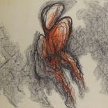 Brenda Chamberlain (1912 - 1971), mixed media on paper, abstract figures, 1965, signed, 27" x 38",