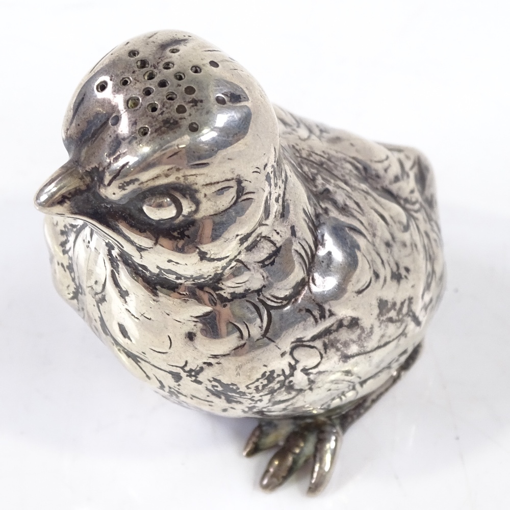 A novelty silver chick design pepperette, by Berthold Muller, with London import marks, height 6. - Image 2 of 4