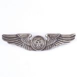 A Second War sterling silver US Air Force air crew wings brooch, by L G Balfour Company, length 76.
