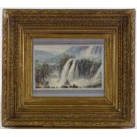 18th century watercolour, waterfall Tivoli, unsigned, 5" x 8", framed