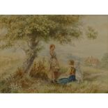 Myles Birket Foster (1825 - 1899), watercolour, the welcome shade, signed with monogram, 5" x 7",