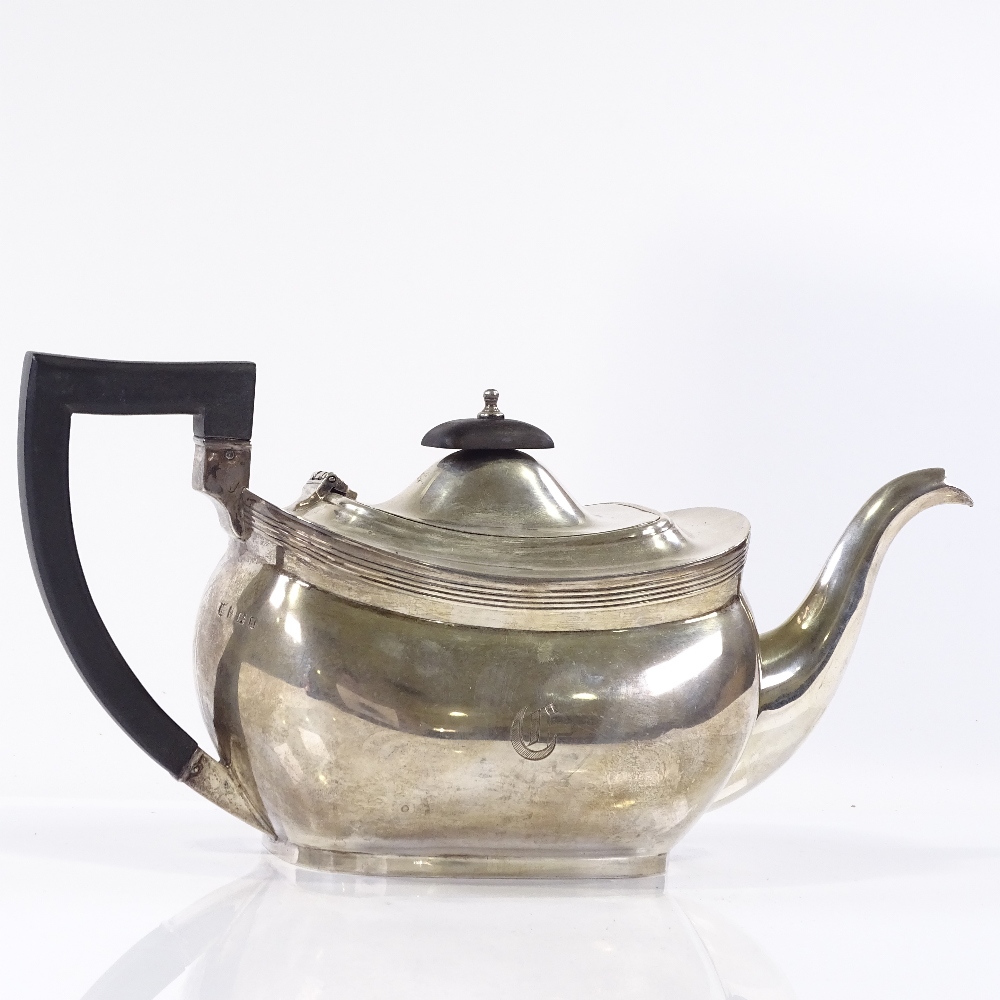 An oval silver teapot, of bulbous form, by Barker Brothers Silver Ltd, hallmarks Birmingham 1932, - Image 2 of 3