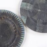 2 Studio glass abstract plates by the same artist, diameter 29cm