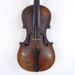 An early 20th century violin, 2-piece mahogany back, length 36cm