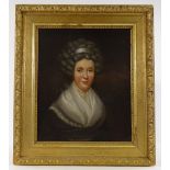 18th century oil on canvas, portrait of a woman, unsigned, 15" x 12", framed