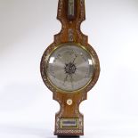 A 19th century rosewood and mother-of-pearl marquetry inlaid wheel barometer, by C Alano of