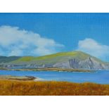 W Reid, oil on board, coastal view, Achill Island County Mayo, 9" x 22", framed