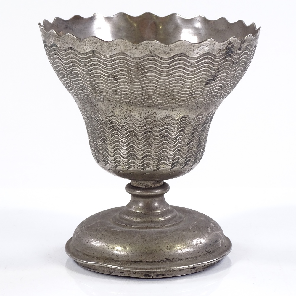 An Islamic unmarked white metal wine goblet, height 12cm, diameter 11cm - Image 2 of 3