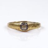 An Antique unmarked gold rose-cut solitaire diamond ring, possibly 15th/16th century, setting height