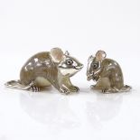 A modern pair of sterling silver and enamel miniature mice figures, largest length 3.5cm (2)