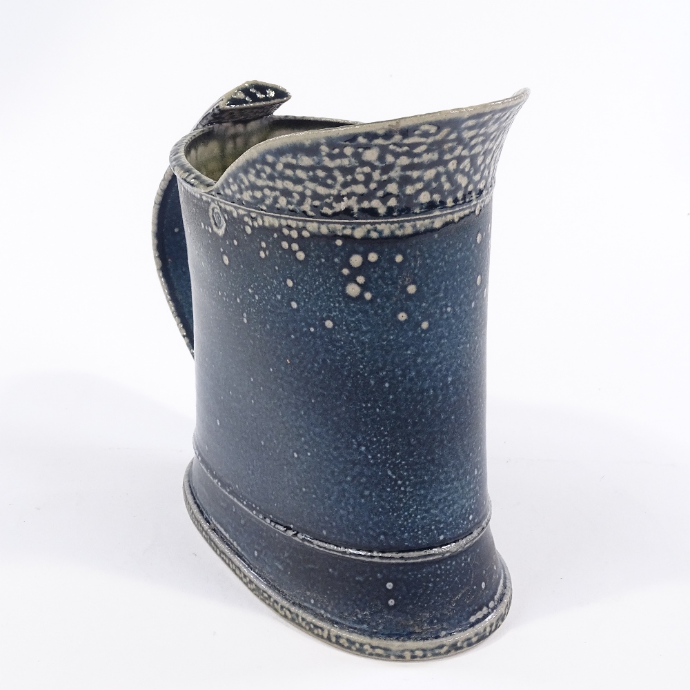 Walter Keeler (British born 1942), salt and ash glaze elongated jug, impressed maker's mark, - Image 3 of 3