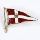 An Irish silver-gilt and coloured enamel Royal Yachting Club badge, length 35.7mm, 4.8g