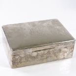 A large rectangular silver cigar box, with gilt lid interior, by Collett & Anderson, hallmarks