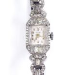 A lady's Vintage cocktail wristwatch by Vidar, with paste set chrome case, case width 15mm,