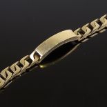 A heavy 9ct gold flat curb link bracelet, with plain curved central panel, length 22cm, 49.2g