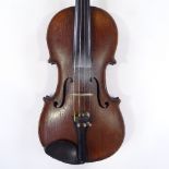 An early 20th century violin with 2-piece satinwood back, bearing label for R Cottingham?, back