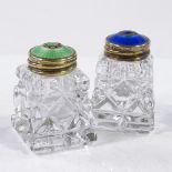 A pair of Norwegian sterling silver gilt and coloured enamel cruets, height 4.5cm