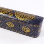 A Turkish painted and gilded wood scribe's pen box, length 28cm