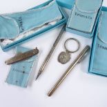 4 silver Tiffany & Co items, including 2 pens, penknife and key ring (4)