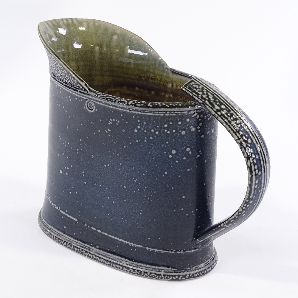 Walter Keeler (British born 1942), salt and ash glaze elongated jug, impressed maker's mark, - Image 2 of 3