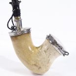 A 19th century Meerschaum pipe with silver mounts, and engraved armorial for the Marsh family,