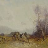 William Manners, watercolour, timber wagon, 6.5" x 9.5", and James T Watts, watercolour, autumnal