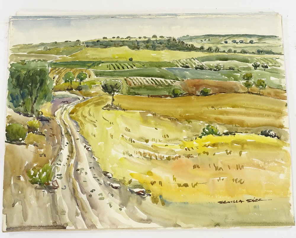 Sevilla Saez (born 1922), folder of watercolours, Continental landscapes, 20" x 25" (7) - Image 8 of 8