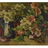 W Vincent, oil on canvas laid on board, still life flowers, 20" x 30", framed