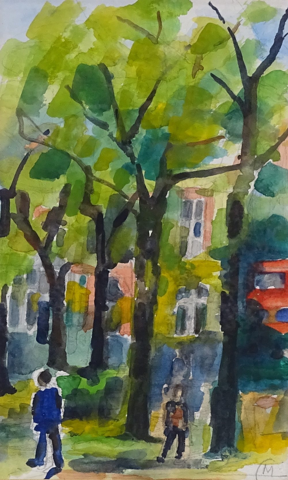 Maureen Connett, watercolour, Bloomsbury London, 8" x 5", framed