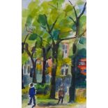 Maureen Connett, watercolour, Bloomsbury London, 8" x 5", framed