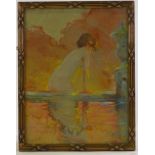 Pierre Milon (born 1968), coloured pastels, nude bather, signed, 12" x 9", framed