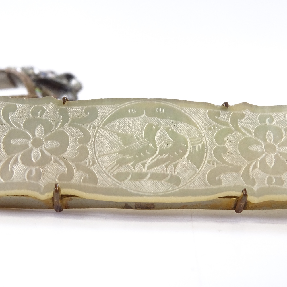 A Georgian unmarked silver gold and paste buckle design brooch, together with a mother-of-pearl - Image 4 of 5