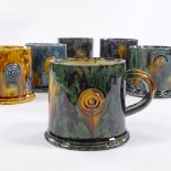 Walter Keeler (British born 1842), 6 Wealden glaze mugs, all with maker's marks, tallest 10cm (6),