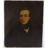 Early 19th century oil on board, portrait of a Regency man, unsigned, 22.5" x 18", unframed