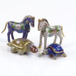 4 Chinese cloisonne enamel animals