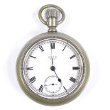 ELGIN - a steel-cased open-face top-wind pocket watch, 7 jewel movement, with Roman numeral hour