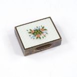 An Italian silver and enamel pillbox, with engine turned floral decoration to lid and gilded