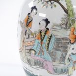 A Chinese white glaze porcelain vase with painted enamel figures and text, height 38cm