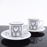 Keith Haring, 2 coffee cups and saucers made by Konitz in Germany