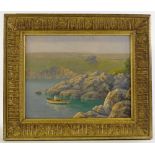 Early 20th century oil on board, extensive coastal view, unsigned, 9" x 11.5", framed