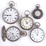 5 silver-cased pocket watches