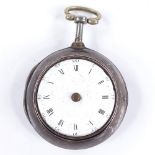An 18th century silver pair-cased open-face key-wind Verge pocket watch, by H Parker of London, case